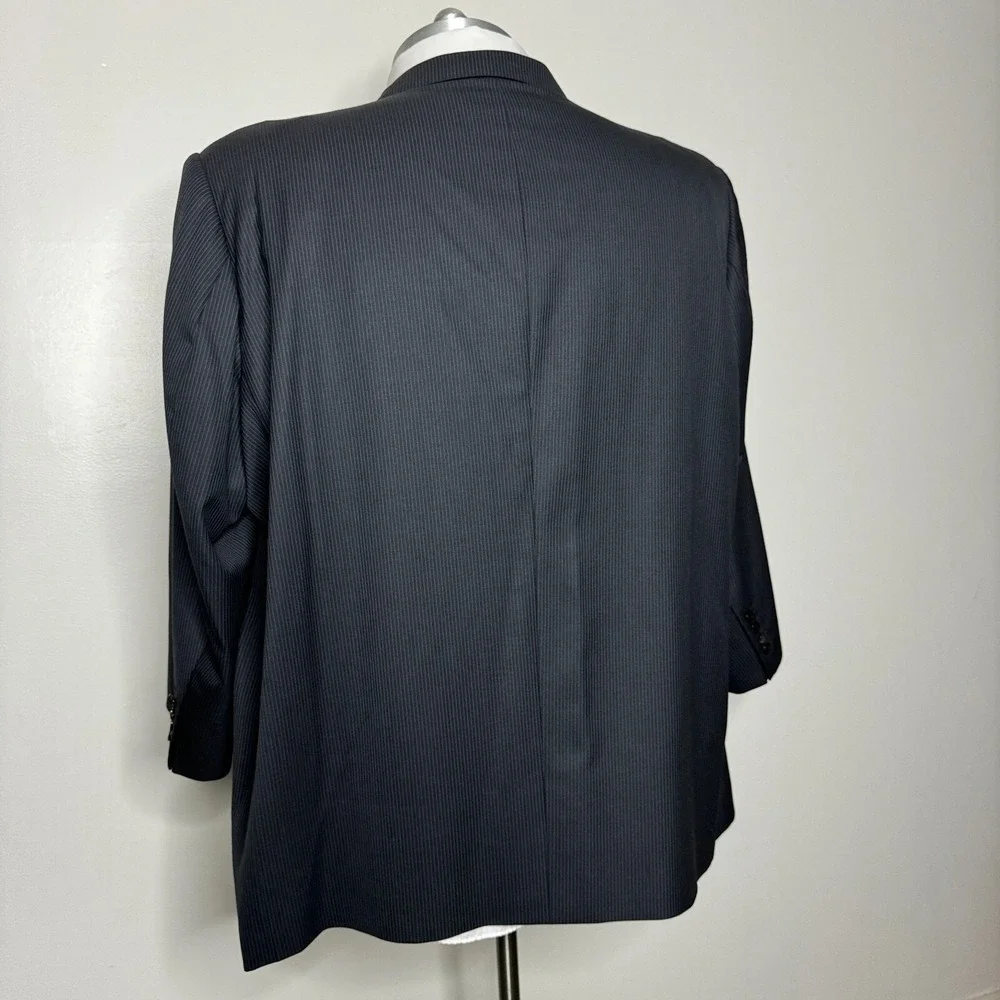 Jiwani Suit‎ Mens 60R 52x25 Charcoal Gray Pinstripe Drago Super 150s Wool Custom